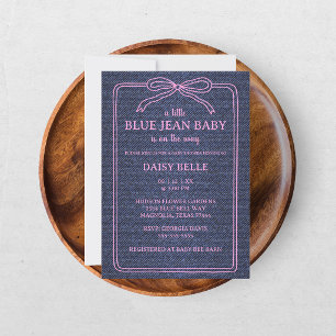 Een Kleine Blauwe Spijkerbaby Denim Meisje Baby Sh Aankondiging