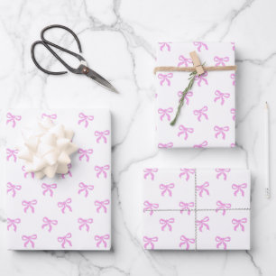 Een Kleine Blauwe Spijkerbaby Roze Coquette Strik Inpakpapier Vel