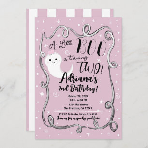 Een kleine boe die 2 TWEE roze Halloween Ghost dra Kaart