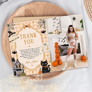 Een Kleine Boe Halloween Baby Shower Foto Bedankkaart