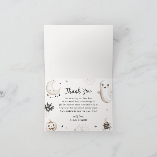 Een kleine boe heeft bijna een Halloween Baby show Bedankkaart (Binnen)