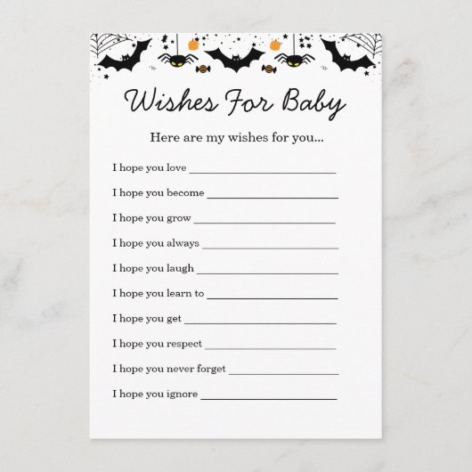 Een kleine boe heeft bijna een Halloween Baby show Informatiekaartje (Voorkant)