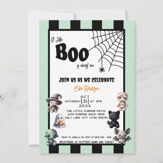 Een kleine boe heeft bijna een Halloween Baby show Kaart (Voorkant)