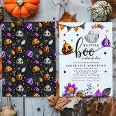 Een kleine boe heeft bijna een Halloween Baby show Kaart