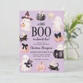 Een kleine boe heeft bijna een Halloween Baby show Kaart (Staand voorkant)