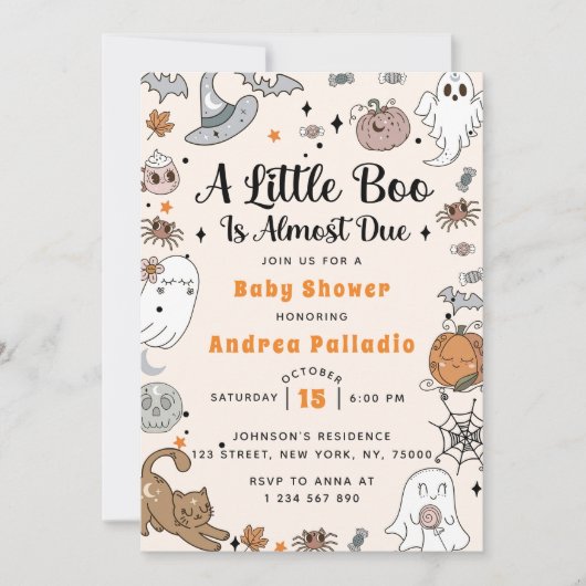 Een kleine boe heeft bijna een Halloween Baby show Kaart (Voorkant)