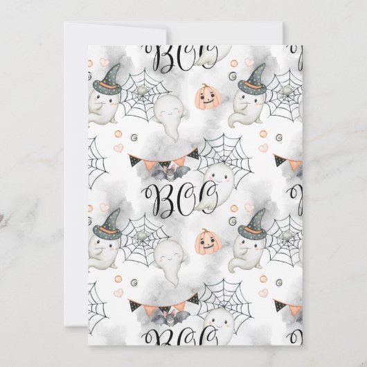 Een kleine boe heeft bijna een Halloween Baby show Kaart (Achterkant)