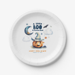 Een kleine boe heeft bijna een Halloween Baby show Papieren Bordje