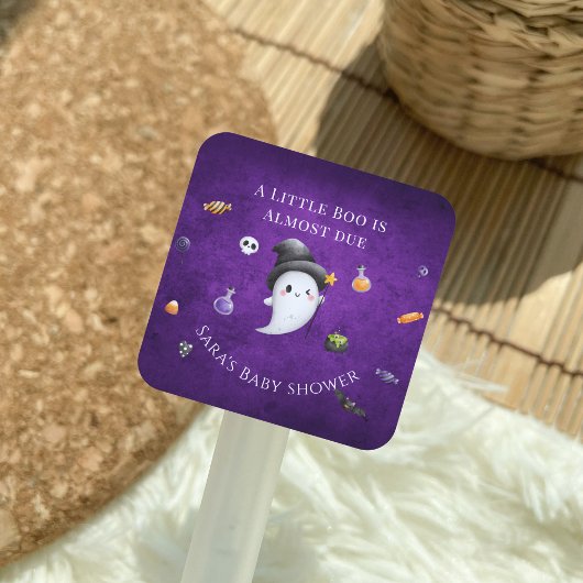 Een kleine boe heeft bijna een Halloween Baby show Vierkante Sticker