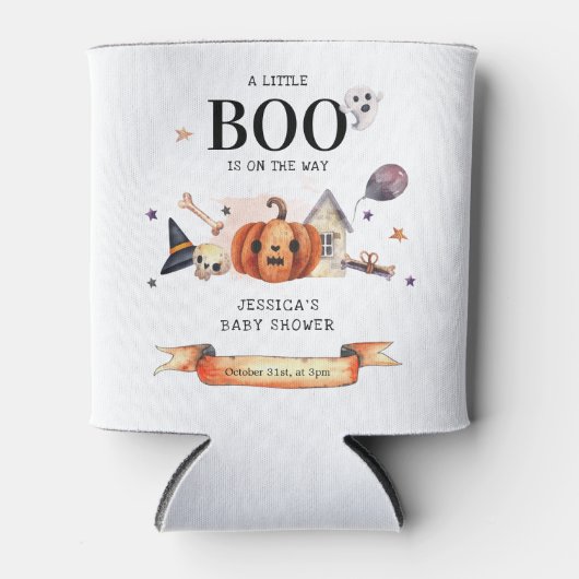 Een kleine boe op het Baby shower Way Halloween Blikjeskoeler (Voorkant)