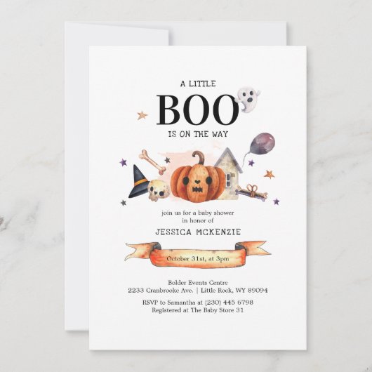Een kleine boe op Way Halloween Baby shower Kaart (Voorkant)