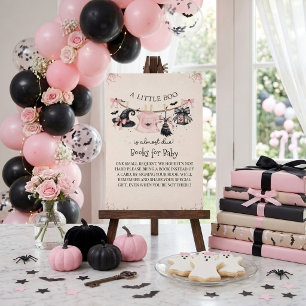 Een Kleine Boe Roze Strik Halloween Baby Shower Informatiekaartje
