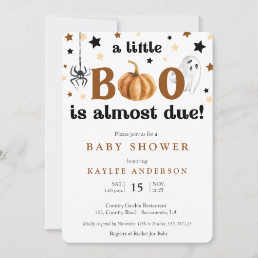Een kleine boe-uitnodiging voor Halloween Baby sho Kaart (Voorkant)