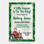 Een kleine boer is op weg naar het Baby shower Acryl Bord (Voorkant)