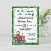 Een kleine boer is op weg naar het Baby shower Kaart (Staand voorkant)