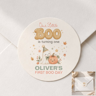 Een kleine Boo 1e verjaardag klassieke ronde stick Sticker