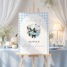 Een Kleine Boo Baby Shower Blauw Halloween