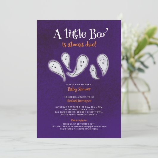 Een kleine Boo Baby shower uitnodiging (Staand voorkant)