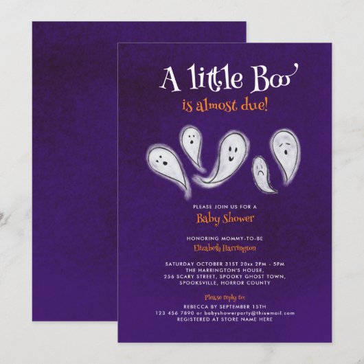 Een kleine Boo Baby shower uitnodiging (Voorkant / Achterkant)