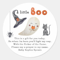 Een kleine Boo. Gebedskaarsetiket