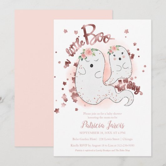 Een kleine Boo Halloween Baby shower uitnodiging (Voorkant / Achterkant)