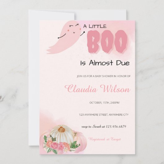 Een kleine Boo Halloween Baby shower uitnodiging (Voorkant)