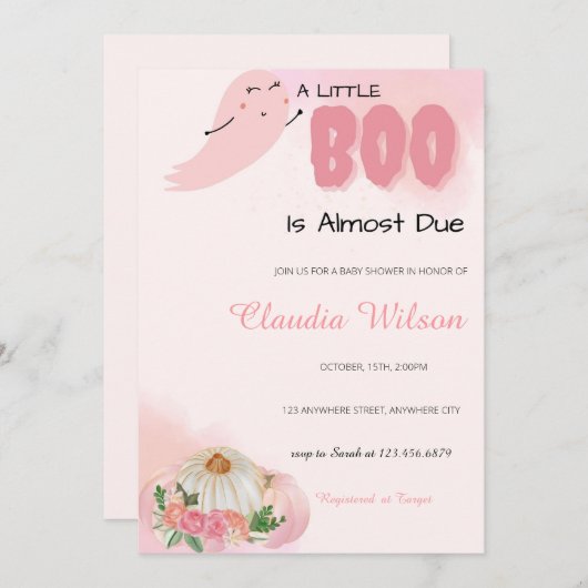Een kleine Boo Halloween Baby shower uitnodiging (Voorkant / Achterkant)