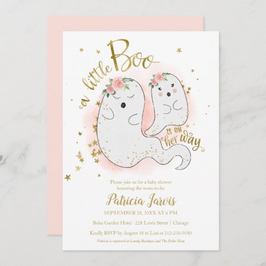 Een kleine Boo Halloween Baby shower uitnodiging (Voorkant / Achterkant)
