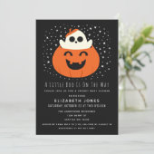 Een kleine Boo Halloween Baby shower uitnodiging (Staand voorkant)