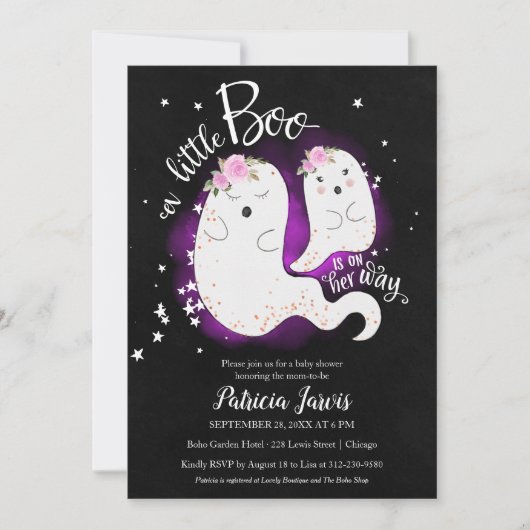 Een kleine Boo Halloween Baby shower uitnodiging (Voorkant)