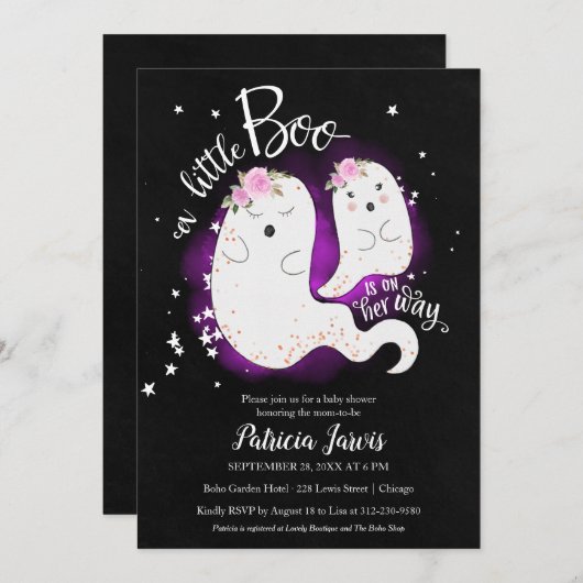 Een kleine Boo Halloween Baby shower uitnodiging (Voorkant / Achterkant)