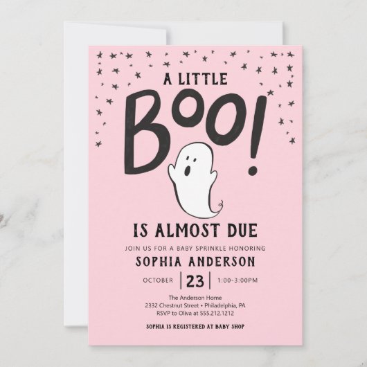 Een kleine Boo Halloween Baby Sprinkle-uitnodiging Kaart (Voorkant)