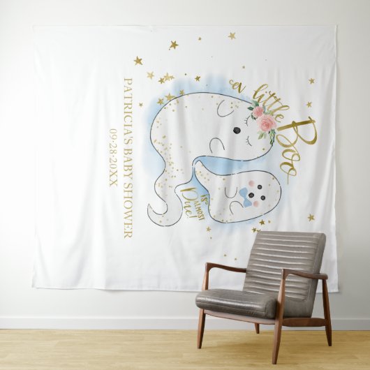 Een Kleine Boo Halloween Jongen Baby Shower Achter Wandkleed (In Situ (horizontaal))