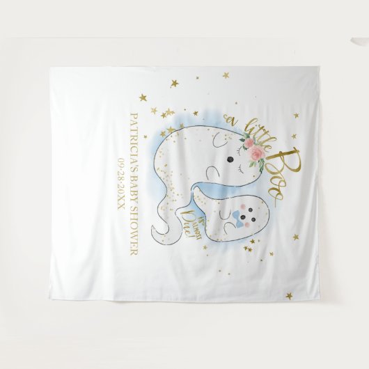 Een Kleine Boo Halloween Jongen Baby Shower Achter Wandkleed (Voorkant (horizontaal))