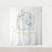 Een Kleine Boo Halloween Jongen Baby Shower Achter Wandkleed (Voorkant)