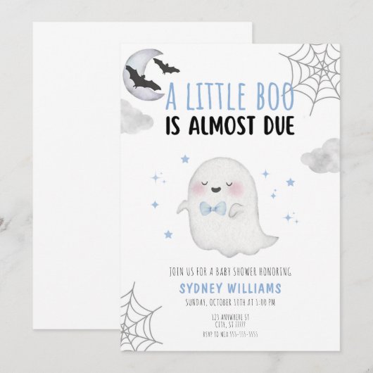 EEN KLEINE BOO KOMT ER BINNENKORT BABY SHOWER UITN KAART (Voorkant / Achterkant)