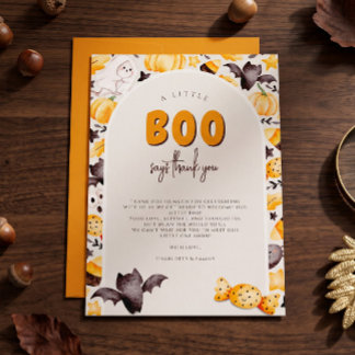 Een Kleine Boo Pompoen Geest Halloween Baby Shower Bedankkaart