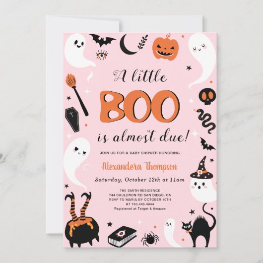 Een kleine Boo Roze Halloween Baby Girl Shower Kaart (Voorkant)