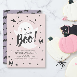 Een kleine boo spook Halloween roze meisje Baby sh Kaart