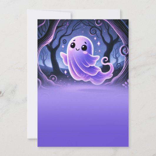 Een kleine boo spook Paarse Halloween verjaardagsf Kaart (Achterkant)