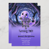 Een kleine boo spook Paarse Halloween verjaardagsf Kaart (Voorkant / Achterkant)