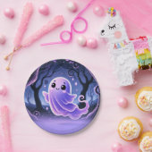Een kleine boo spook Paarse Halloween verjaardagsf Papieren Bordje (Feest)