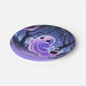 Een kleine boo spook Paarse Halloween verjaardagsf Papieren Bordje (Gekanteld)