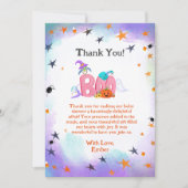 Een kleine boo spook, uil Halloween Baby Dank u Bedankkaart (Voorkant)