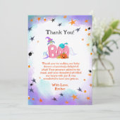 Een kleine boo spook, uil Halloween Baby Dank u Bedankkaart (Staand voorkant)