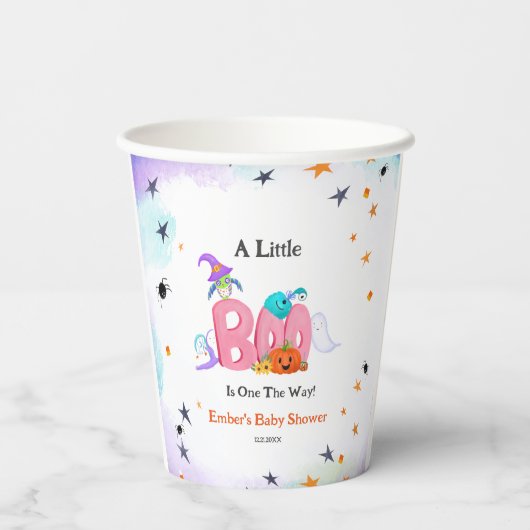 Een kleine boo spook, uil Halloween Baby shower Papieren Bekers (Achterkant)