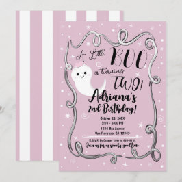 Een Kleine Boo wordt 2 TWEE Roze Halloween Geest Kaart
