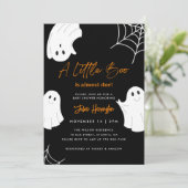 Een Kleine Boo Zwarte Halloween Baby Shower Kaart (Staand voorkant)