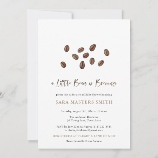 Een kleine boon brouwt modern Baby shower Kaart (Voorkant)