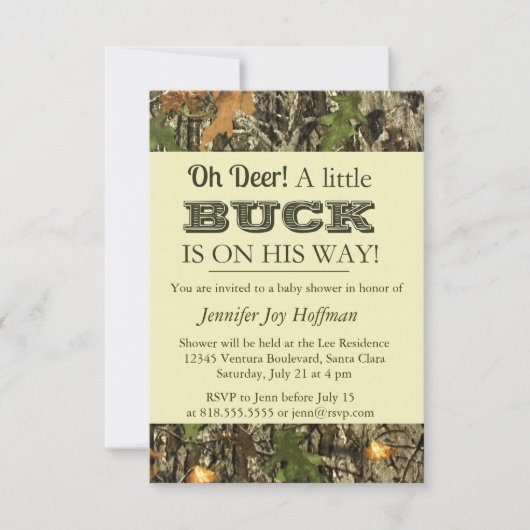 Een kleine buck is onderweg. Camo Invite Kaart (Voorkant)